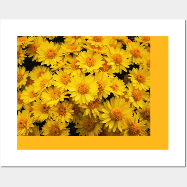 yellow chrysanthemums pattern Wall Art by psychoshadow